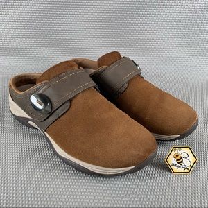 Easy Spirit Tan Suede and Leather Slip on Mules/Clogs Women’s 9.5M